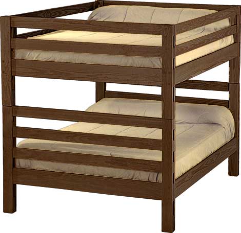 Ladder End Bunk Bed, Full Over Full, By Crate Designs. 4007