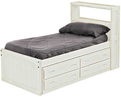 Captain's Bookcase Bed with Drawer, Twin, By Crate Designs. 4355