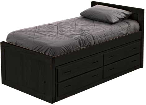Captain's Bed with 4 Drawer Unit, Full, 39" Headboard and 26" Footboard By Crate Designs. 4411