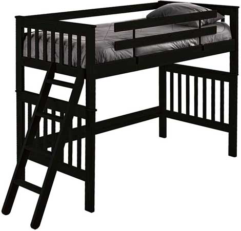 Mission Loft Bed with Ladder and Guardrails, Twin, By Crate Designs. 4705A