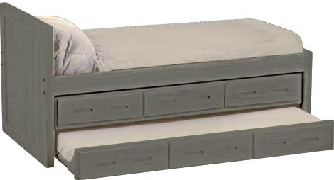 Captain's Bed with Drawers and Trundle, Twin, 39" Headboard and 26" Footboard, By Crate Designs. 4011