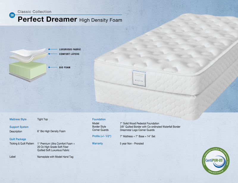 Perfect Dreamer High Density Foam Firm Rolled and Boxed Mattress by Dreamstar