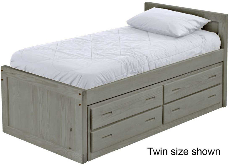 Captain's Bed with 4 Drawer Unit, Full, 39" Headboard and 26" Footboard By Crate Designs. 4411