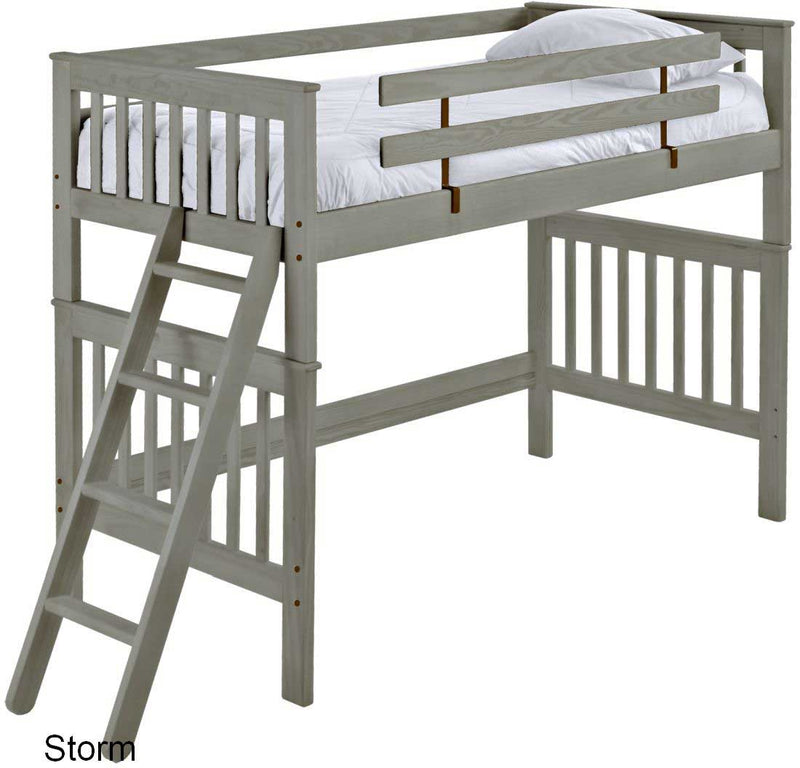 Mission Loft Bed with Ladder and Guardrails, Twin, By Crate Designs. 4705A