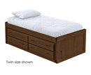 Captain's Bed With 4 Drawer Unit, Twin, 26" Headboard and Footboard,By Crate Designs. 4010