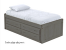 Captain's Bed With 4 Drawer Unit, Twin, 26" Headboard and Footboard,By Crate Designs. 4010