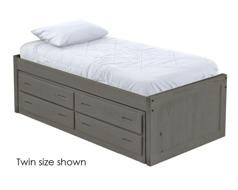 Captain's Bed with 4 Drawer Unit, Full, 26" Headboard and Footboard, By Crate Designs. 4410, 4410Q.