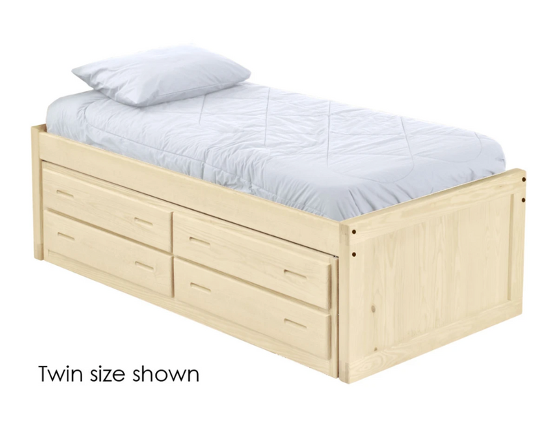 Captain's Bed with 4 Drawer Unit, Full, 26" Headboard and Footboard, By Crate Designs. 4410, 4410Q.
