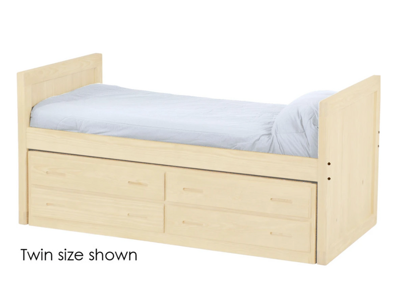 Captain's Day Bed with 4 Drawer Unit, Twin, 39" Headboard and Footboard By Crate Designs. 4012