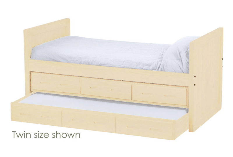 Captain's Day Bed with Drawers and Trundle, Full, 39" Headboard and Footboard By Crate Designs. 4412