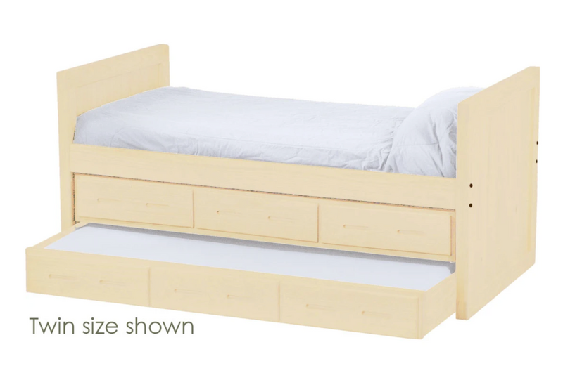 Captain's Day Bed with Drawers and Trundle, Queen, 39" Headboard and Footboard By Crate Designs. 4512
