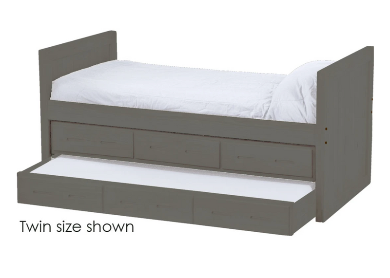 Captain's Day Bed with Drawers and Trundle, King, 39" Headboard and Footboard By Crate Designs. 4612