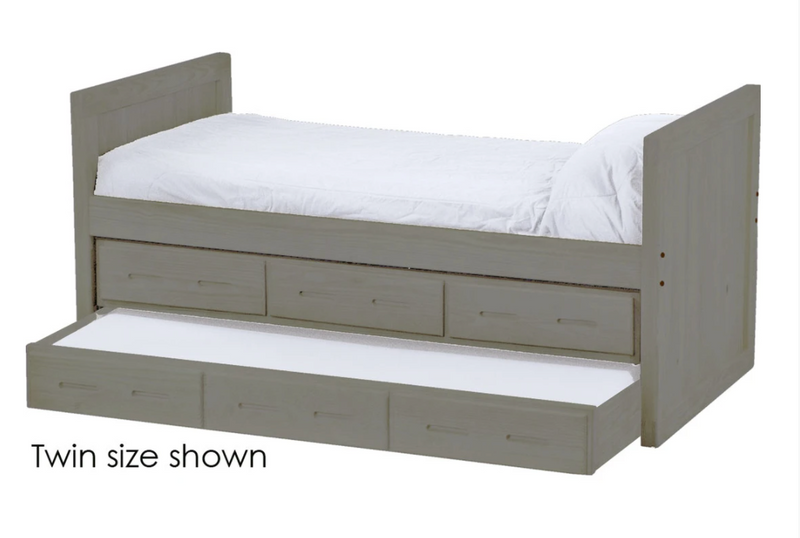 Captain's Day Bed with Drawers and Trundle, King, 39" Headboard and Footboard By Crate Designs. 4612