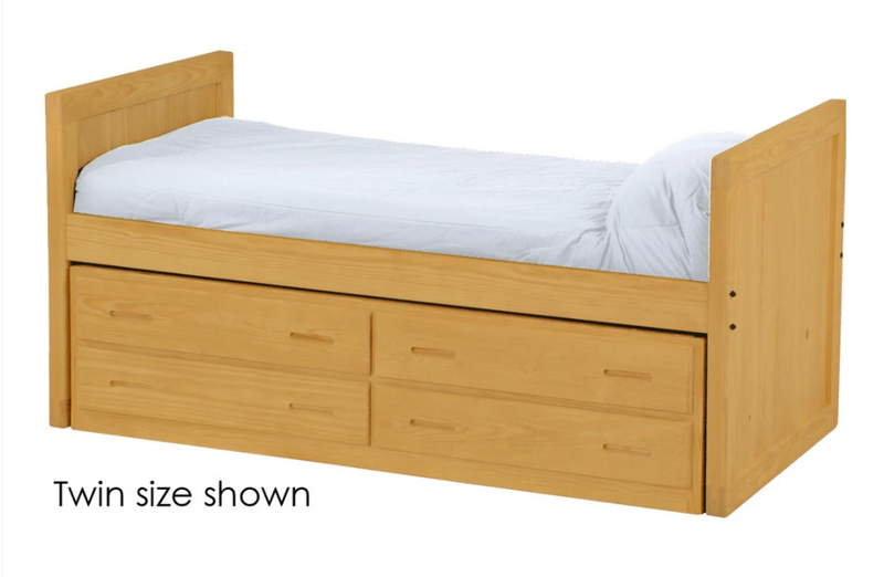 Captain's Day Bed with 4 Drawer Unit, King, 39" Headboard and Footboard By Crate Designs. 4612