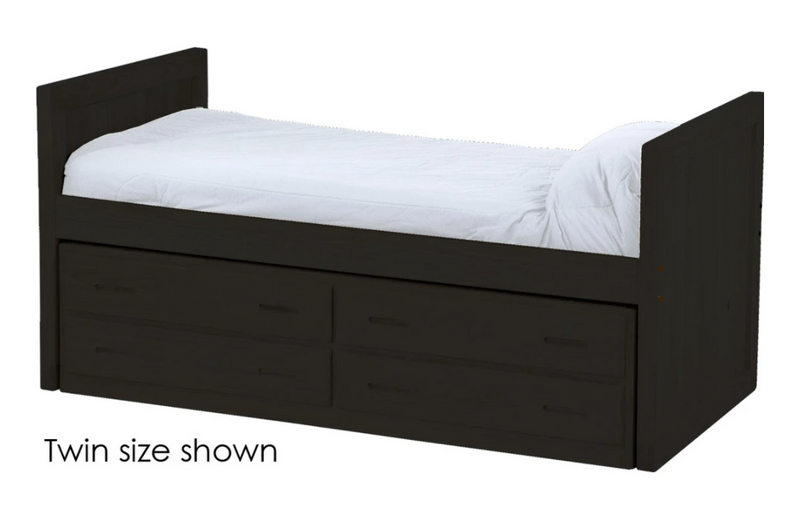 Captain's Day Bed with 4 Drawer Unit, King, 39" Headboard and Footboard By Crate Designs. 4612