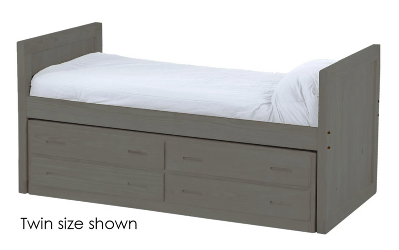 Captain's Day Bed with 4 Drawer Unit, King, 39" Headboard and Footboard By Crate Designs. 4612