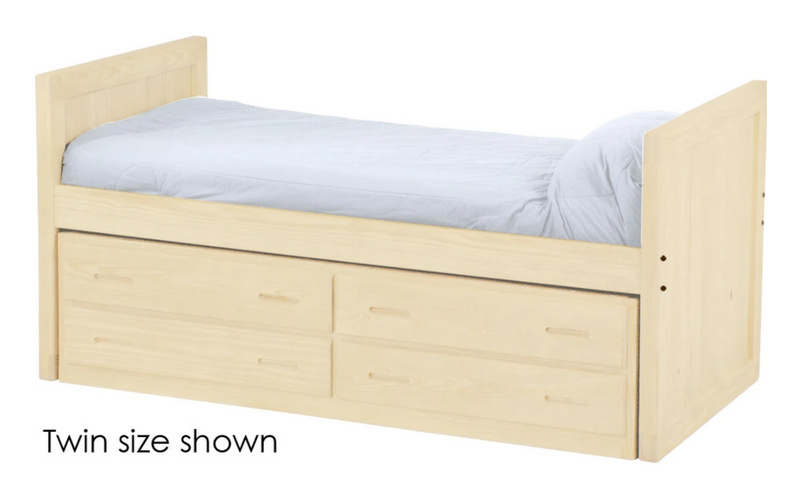 Captain's Day Bed with 4 Drawer Unit, King, 39" Headboard and Footboard By Crate Designs. 4612
