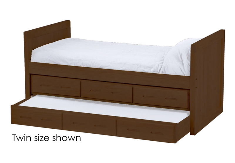Captain's Day Bed with Drawers and Trundle, Queen, 39" Headboard and Footboard By Crate Designs. 4512