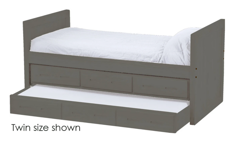 Captain's Day Bed with Drawers and Trundle, Queen, 39" Headboard and Footboard By Crate Designs. 4512