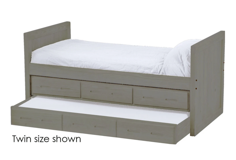 Captain's Day Bed with Drawers and Trundle, Queen, 39" Headboard and Footboard By Crate Designs. 4512