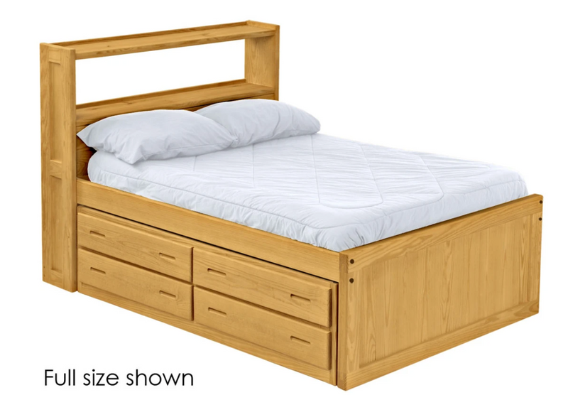 Captain's Bookcase Bed with Drawers, Queen, By Crate Designs. 4555