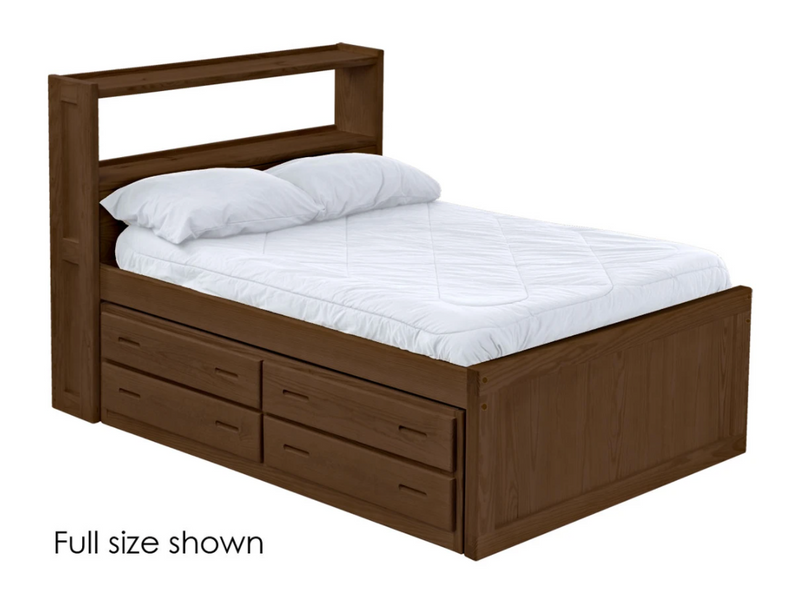 Captain's Bookcase Bed with Drawers, King, By Crate Designs. 4655