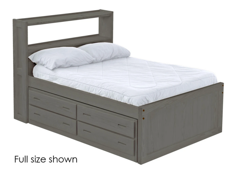 Captain's Bookcase Bed with Drawers, King, By Crate Designs. 4655