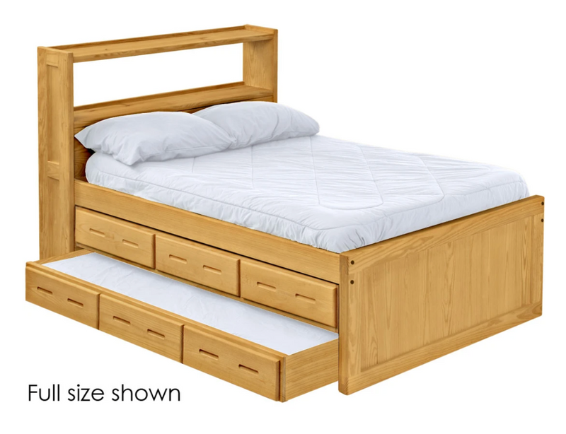 Captain's Bookcase Bed with Drawers and Trundle, King, By Crate Designs. 4655