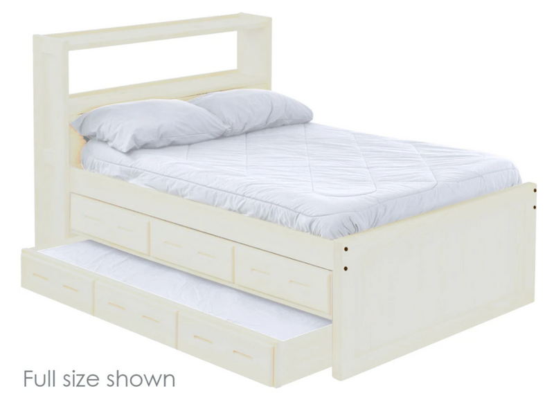 Captain's Bookcase Bed with Drawers and Trundle Bed, Queen, By Crate Designs. 4555
