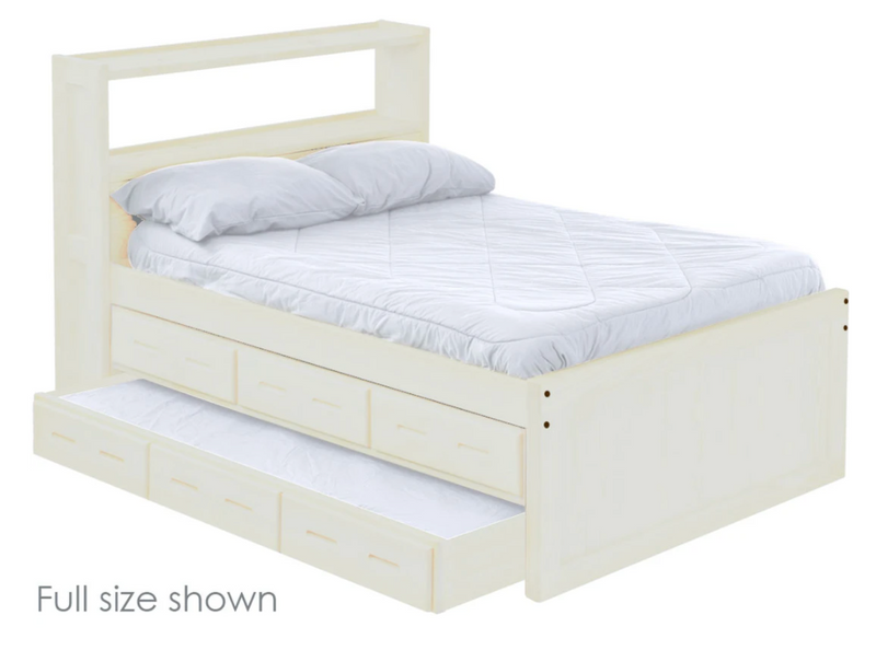 Captain's Bookcase Bed with Drawers and Trundle, King, By Crate Designs. 4655