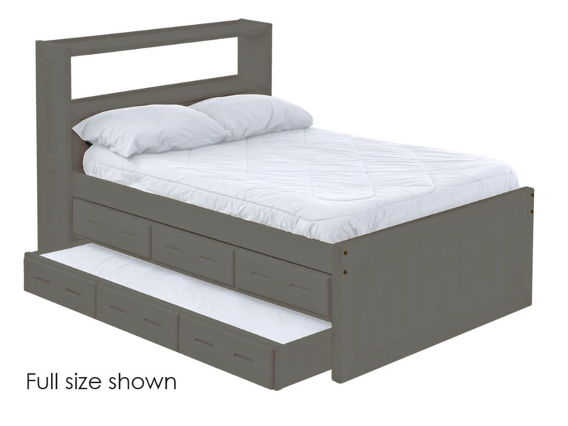 Captain's Bookcase Bed with Drawers and Trundle Bed, Queen, By Crate Designs. 4555