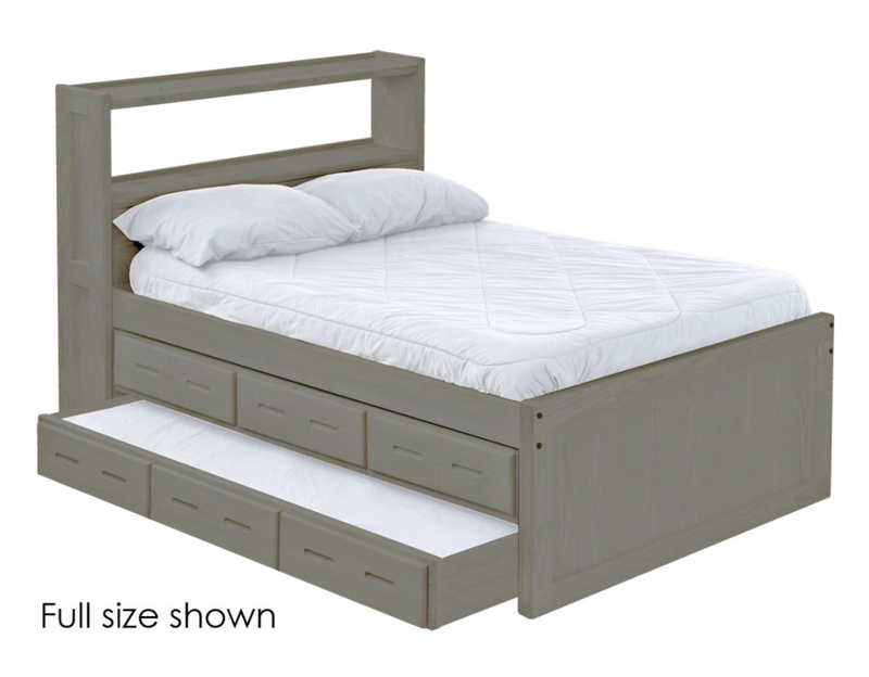 Captain's Bookcase Bed with Drawers and Trundle, King, By Crate Designs. 4655
