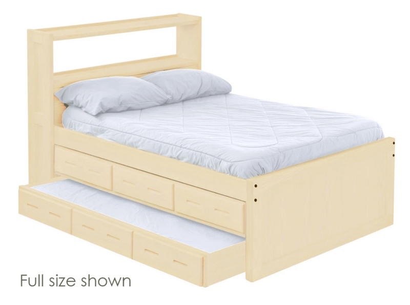 Captain's Bookcase Bed with Drawers and Trundle Bed, Queen, By Crate Designs. 4555