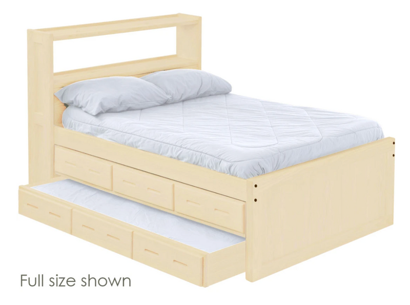 Captain's Bookcase Bed with Drawers and Trundle, King, By Crate Designs. 4655