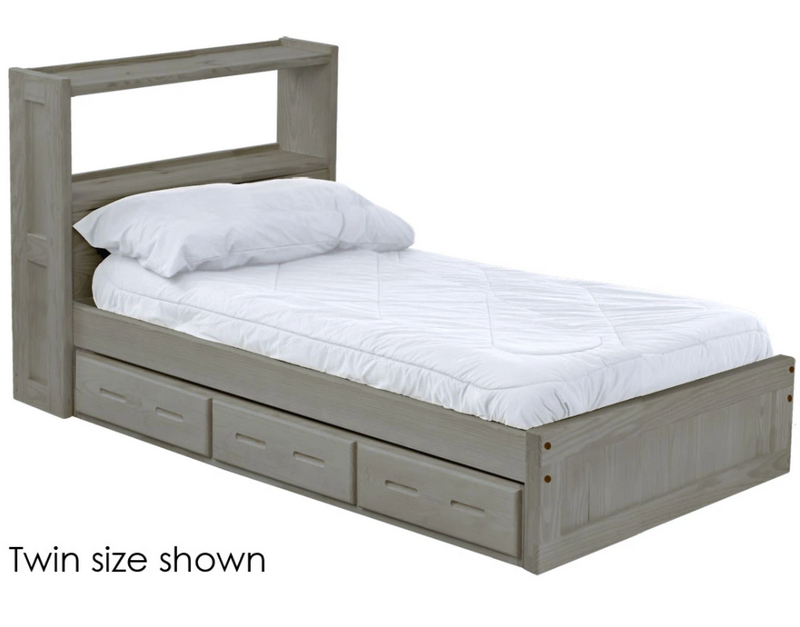 Bookcase Bed with Drawers, Queen, By Crate Designs. 4536