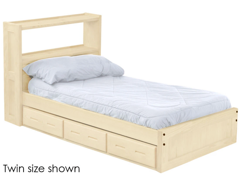 Bookcase Bed with Drawers, Queen, By Crate Designs. 4536