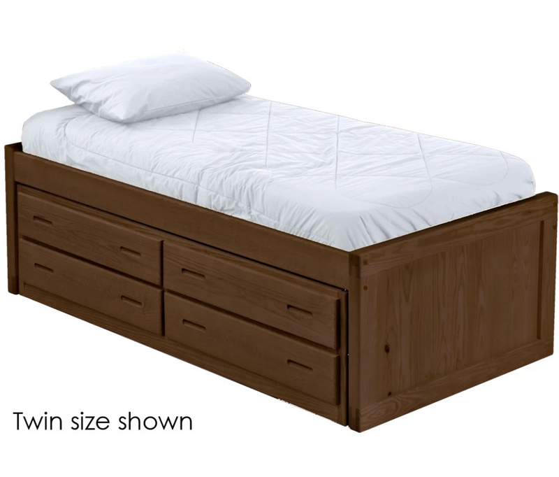 Captain's Bed with Drawer Unit, Low Profile, King, 26" Headboard and Footboard, By Crate Designs. 4610