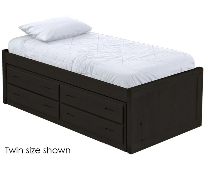 Captain's Bed with Drawer Unit, Low Profile, King, 26" Headboard and Footboard, By Crate Designs. 4610