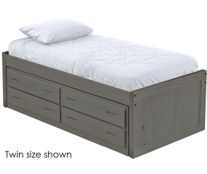 Captain's Bed with Drawer Unit, Low Profile, King, 26" Headboard and Footboard, By Crate Designs. 4610