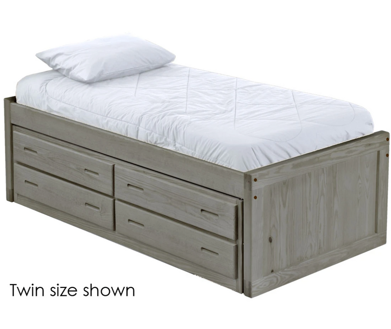 Captain's Bed with Drawer Unit, Low Profile, King, 26" Headboard and Footboard, By Crate Designs. 4610