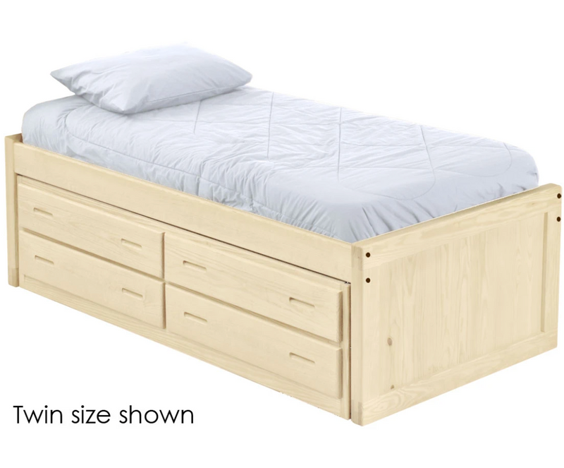 Captain's Bed with Drawer Unit, Low Profile, King, 26" Headboard and Footboard, By Crate Designs. 4610