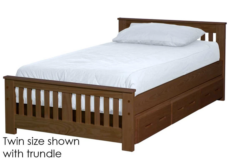 Shaker Bed with Trundle, Twin, 29" Headboard and 18" Footboard, By Crate Designs. 43798