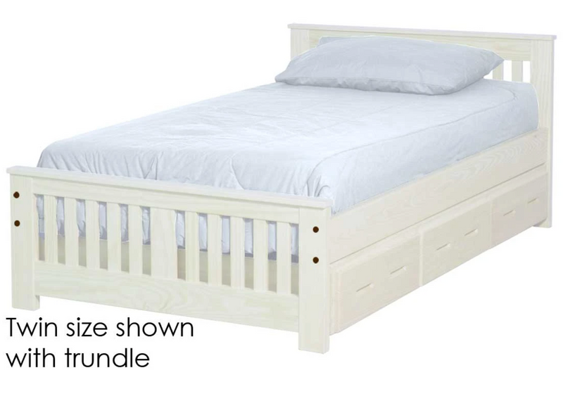 Shaker Bed with Trundle, Twin, 29" Headboard and 18" Footboard, By Crate Designs. 43798