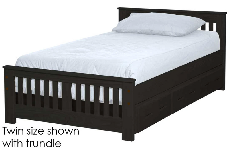 Shaker Bed with Trundle, Twin, 29" Headboard and 18" Footboard, By Crate Designs. 43798