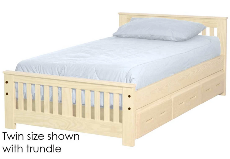 Shaker Bed with Trundle, Twin, 29" Headboard and 18" Footboard, By Crate Designs. 43798